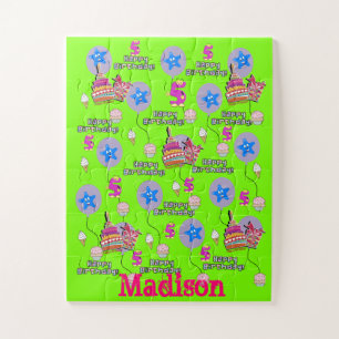 Puzzles, Happy 5th Birthday, #5 Birthday Green Jigsaw Puzzle