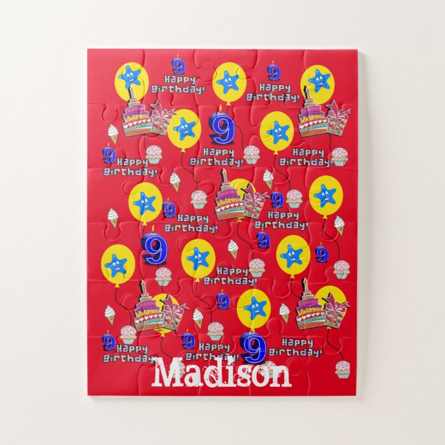 Puzzles, Happy 8th Birthday, #8 Birthday Red Jigsaw Puzzle (Vertical)