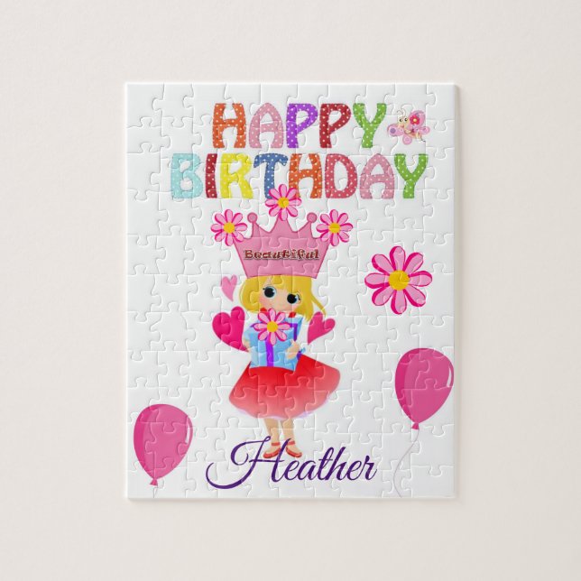 Puzzles Happy Birthday Beautiful Floral (Vertical)