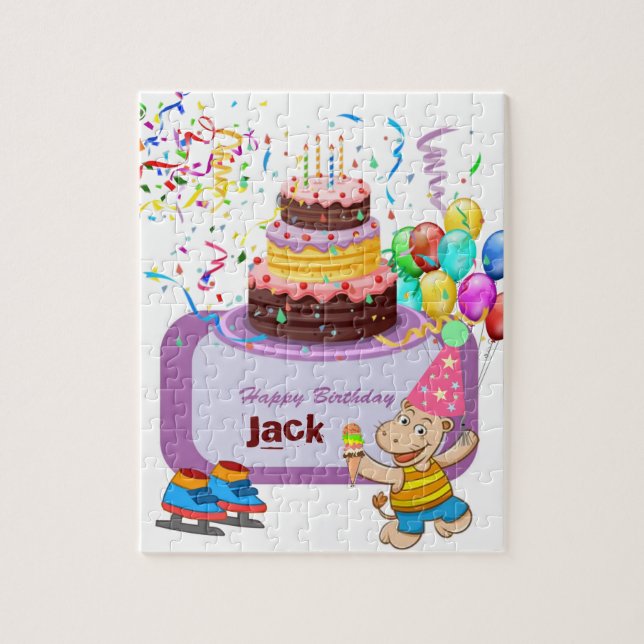 Puzzles Happy Birthday Cake Skating (Vertical)