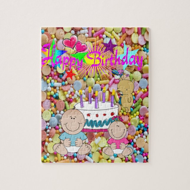 Puzzles Happy Birthday Candy Baby Girl Baby Boy (Vertical)
