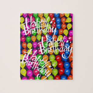 Puzzles Happy Birthday Colourful Balloons