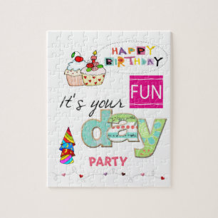Puzzles, Happy Birthday FUN Cupcake Jigsaw Puzzle