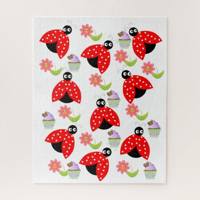 Puzzles Happy Birthday Lady Bug Cupcake (Vertical)