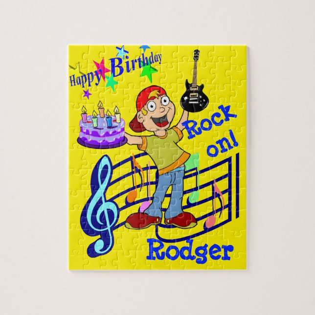 Puzzles Happy Birthday Music Guitar Cake (Vertical)