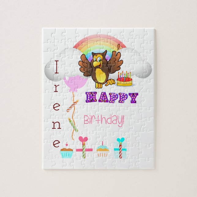Puzzles Happy Birthday Owl Cupcake (Vertical)
