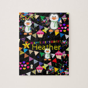 Puzzles Happy Birthday Penguin Cupcake