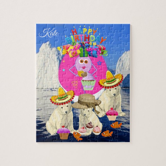 Puzzles Happy Birthday Polar Pear Cake (Vertical)