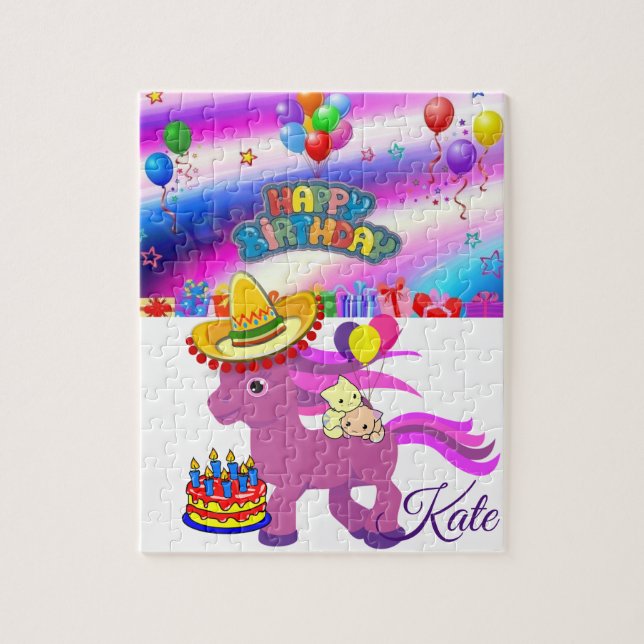 Puzzles Happy Birthday Pony Kittens Cake (Vertical)