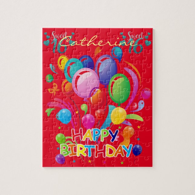 Puzzles Happy Birthday Sweet 16 Balloons (Vertical)