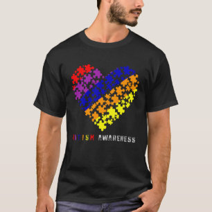 Puzzles Heart Love Autism Awareness Mom Dad Boy T-Shirt