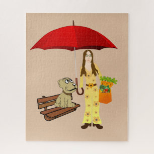 Puzzles Hippie Dog Red  Umbrella