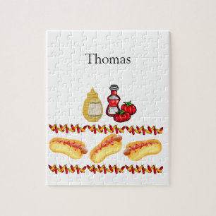 Puzzles Hotdog Ketchup Mustard Food