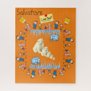 Puzzles Love Kids Polar Bears Clouds