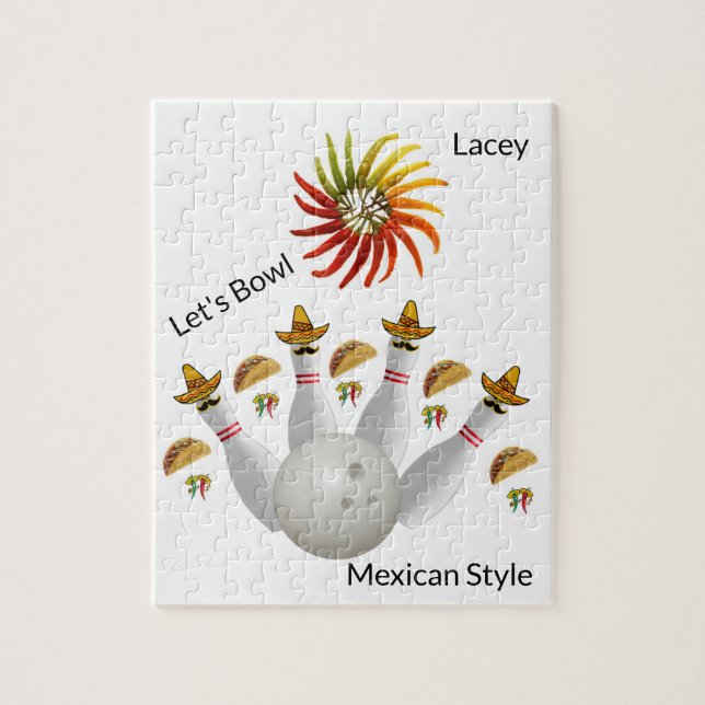 Puzzles Mexican Hot Peppers Bowling Ball Pins (Vertical)