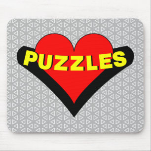 Puzzles Over Heart Mouse Mat