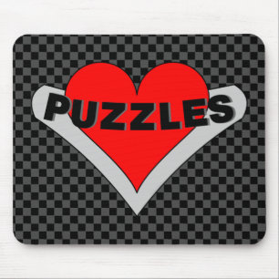 Puzzles Over Heart Mouse Mat