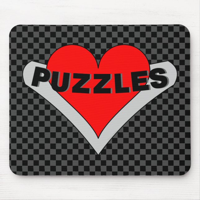 Puzzles Over Heart Mouse Mat (Front)