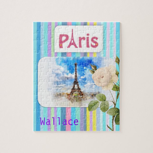 Puzzles Paris France Floral Stripe (Vertical)