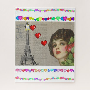 Puzzles Penguin Hearts Happy Valentine