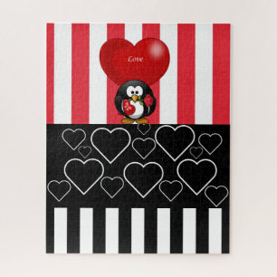 Puzzles Penguin Love Black Red & White Stripe
