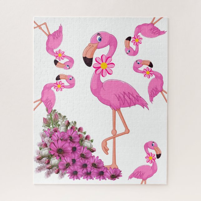 Puzzles Pink Flamingo Floral (Vertical)