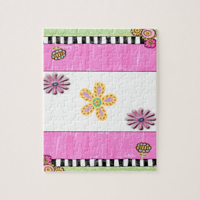 Puzzles Pink Floral Flowers  (Vertical)