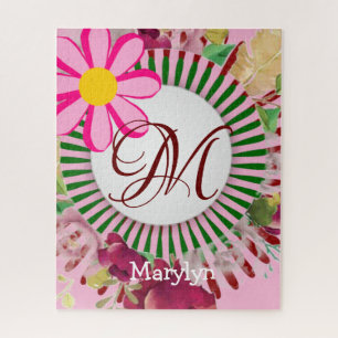 Puzzles Pink Floral Monogram
