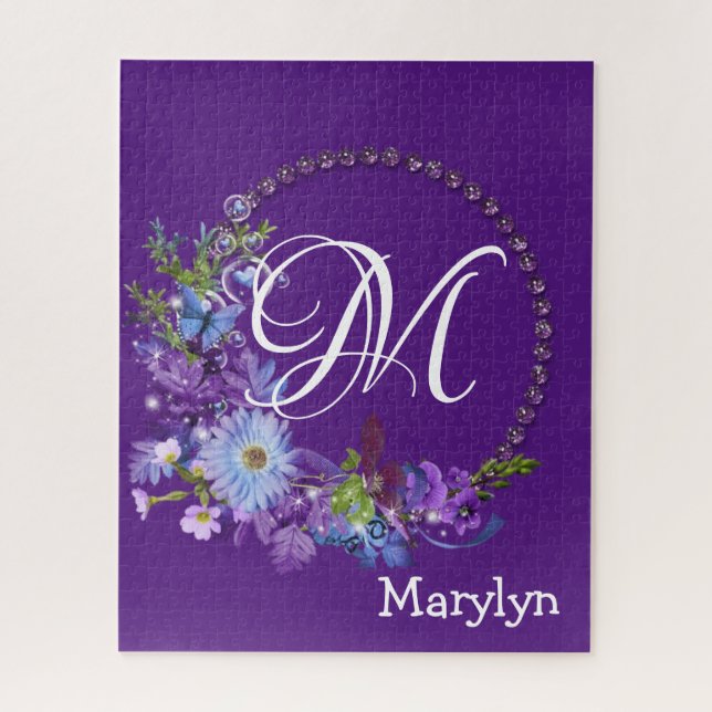 Puzzles Pink Floral Monogram (Vertical)