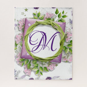 Puzzles Pink Floral Monogram