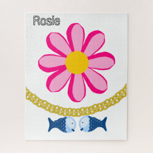 Puzzles Pink Flower Floral Fish Gold