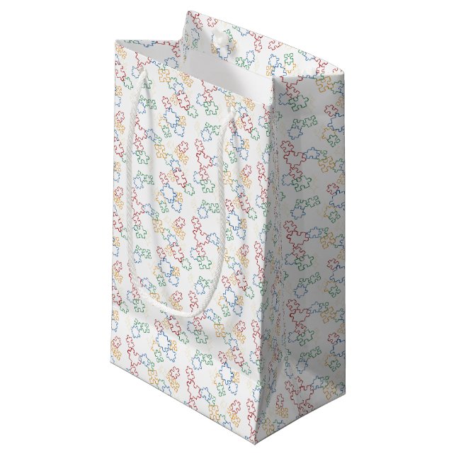 Puzzles - Primary Outline White Background Small Gift Bag (Front Angled)