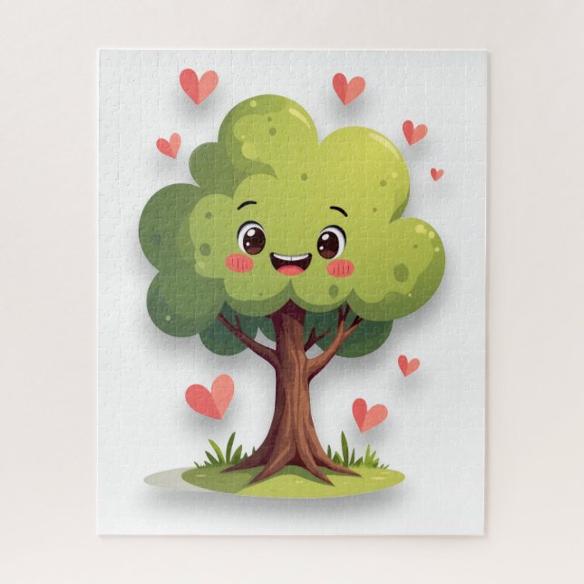 Puzzles Red Hearts Happy Valentine's Day Tree (Vertical)