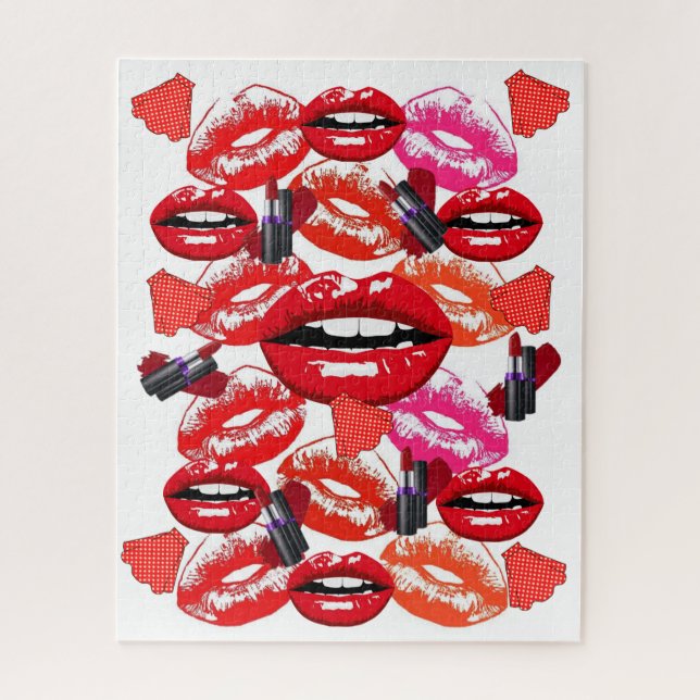 Puzzles Red Lipstick Makeup Lips (Vertical)