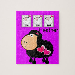 Puzzles Sheep Pink Hearts Purple