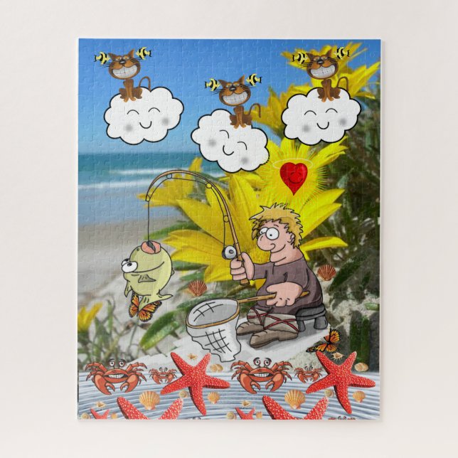 Puzzles Sky Ocean Beach Fishing Catfish Cat (Vertical)