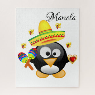 Puzzles Sombrero Penguin Hearts Happy Valentine