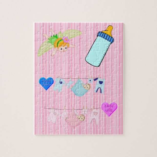 Puzzles Stripe Baby Girl Pink (Vertical)