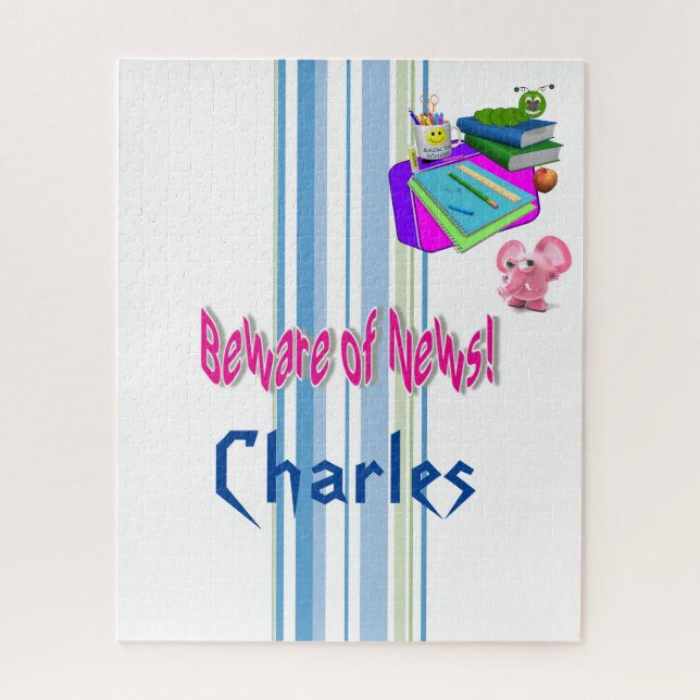 Puzzles Stripe Beware of News, School  (Vertical)