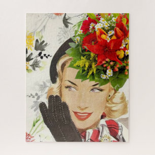 Puzzles Vintage Woman Floral