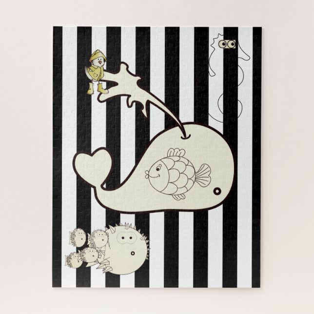 Puzzles Whales Black & White Stripes (Vertical)