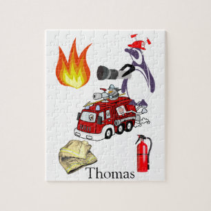 Puzzles White and Black Penguin Fireman Fire