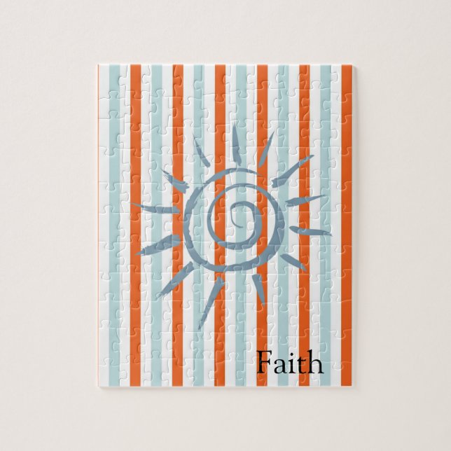 Puzzles White and Orange Stripe Sun (Vertical)