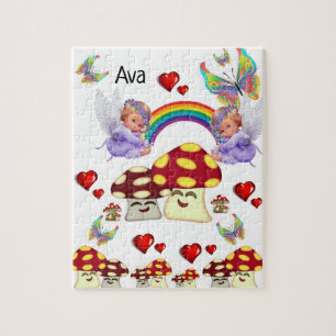 Puzzles White Angel Mushrooms Butterfly