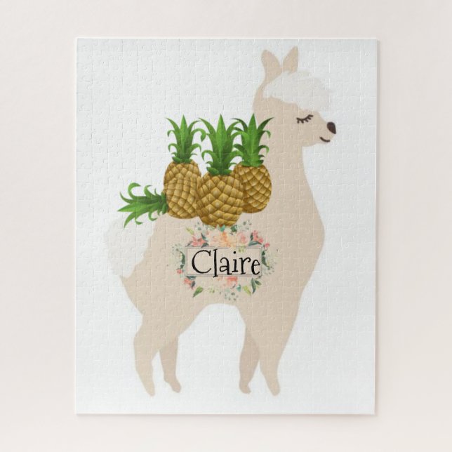 Puzzles White Pineapples Llamas Fruit Floral (Vertical)