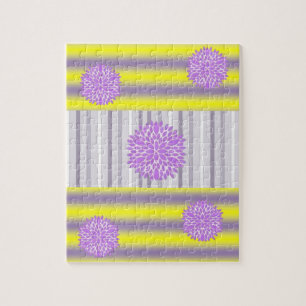Puzzles Yellow Purple Stripe Purple Flowers