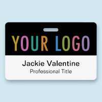 PVC Name Badge Horizontal Logo Work ID Tag Black
