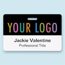 PVC Name Badge Horizontal Logo Work ID Tag Black