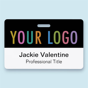 PVC Name Badge Horizontal Logo Work ID Tag Black ID Badge