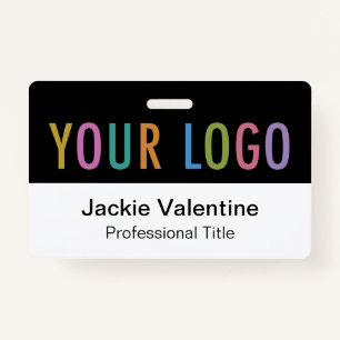 PVC Name Badge Horizontal Logo Work ID Tag Black ID Badge